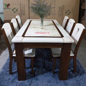 bộ bàn ăn mặt đá hiện đại