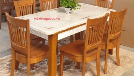 bàn ghế ăn gỗ mặt đá