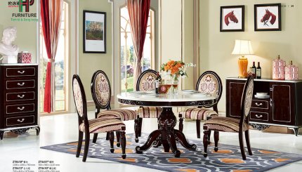bàn ăn mặt đá marble tân cổ điển